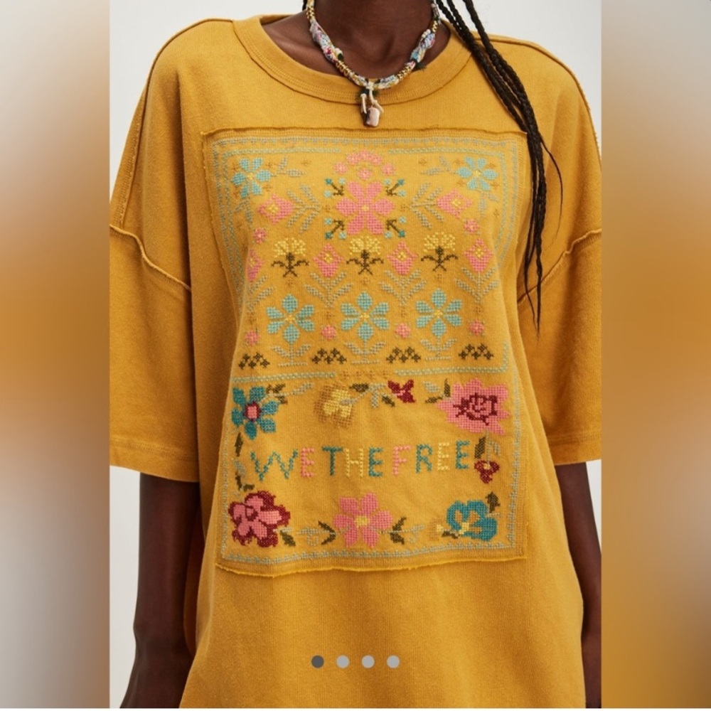 Free People Embroidered Cross Stitch Tee